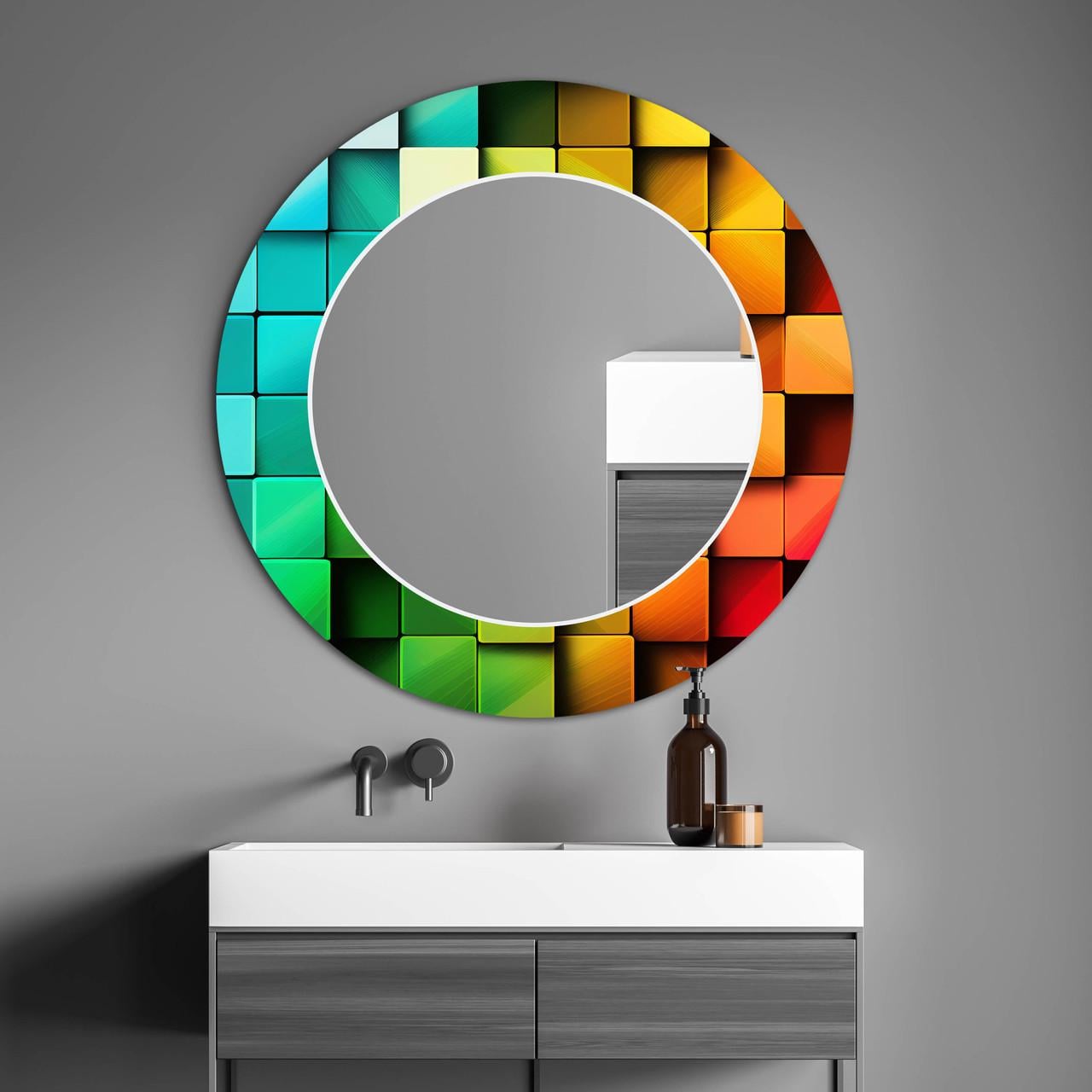 Зеркало на стену NovellaPrint с рисунком абстракции круглое 50 см (2012.1) Зеркало на стену NovellaPrint с рисунком абстракции круглое 50 см (2012.1)