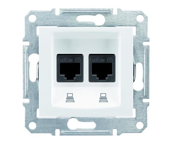 Розетка комп'ютерна подвійна Sedna RJ 45 5е Білий (SDN4400121 Schneider)