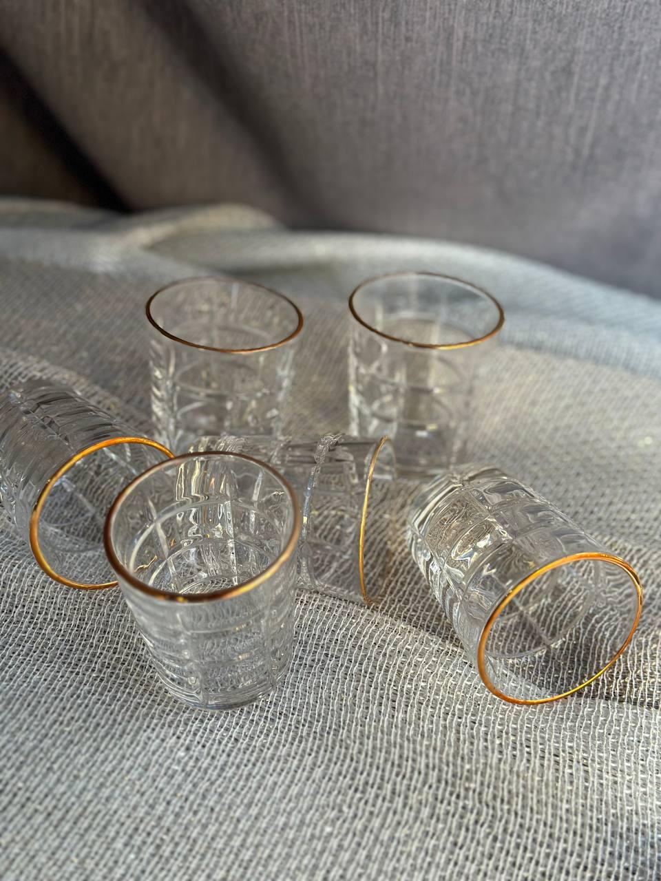 Набор стопок Olens Крепость стекло 6 шт. 55 мл Прозрачный с золотым ободком (102-828)