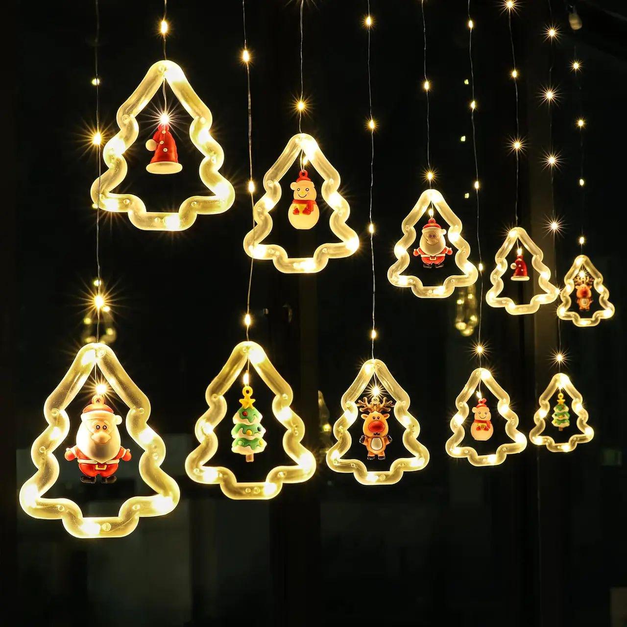 Гирлянда штора “Фигурки в елочке” от сети 3 м разноцветная внутри помещений (opt-14939) - фото 2 Гирлянда штора “Фигурки в елочке” от сети 3 м разноцветная внутри помещений (opt-14939) - фото 2