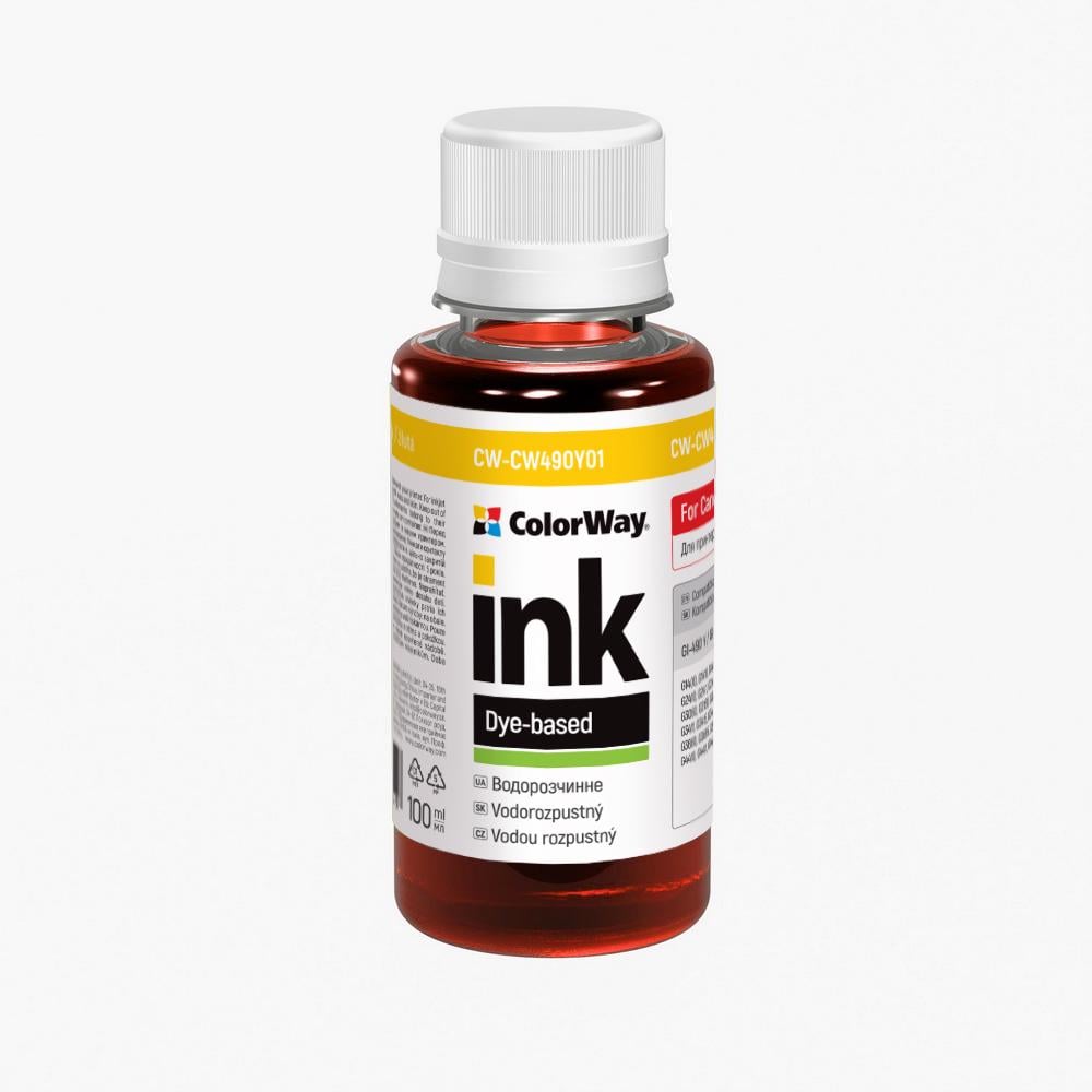 Чернило для принтера ColorWay Canon PIXMA G1400/G2400/G3400 100 мл Yellow (CW-CW490Y01)