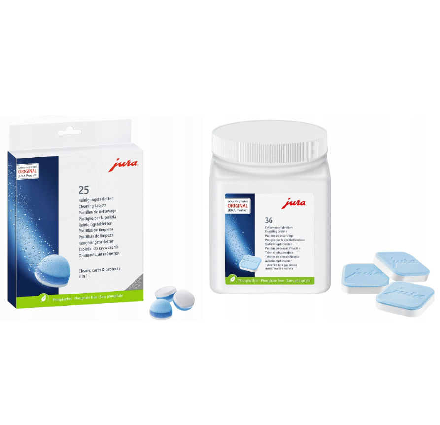 Набір таблеток для комплексного обслуговування кавоварки Jura від накипу 36 шт./від жиру 25 шт.
