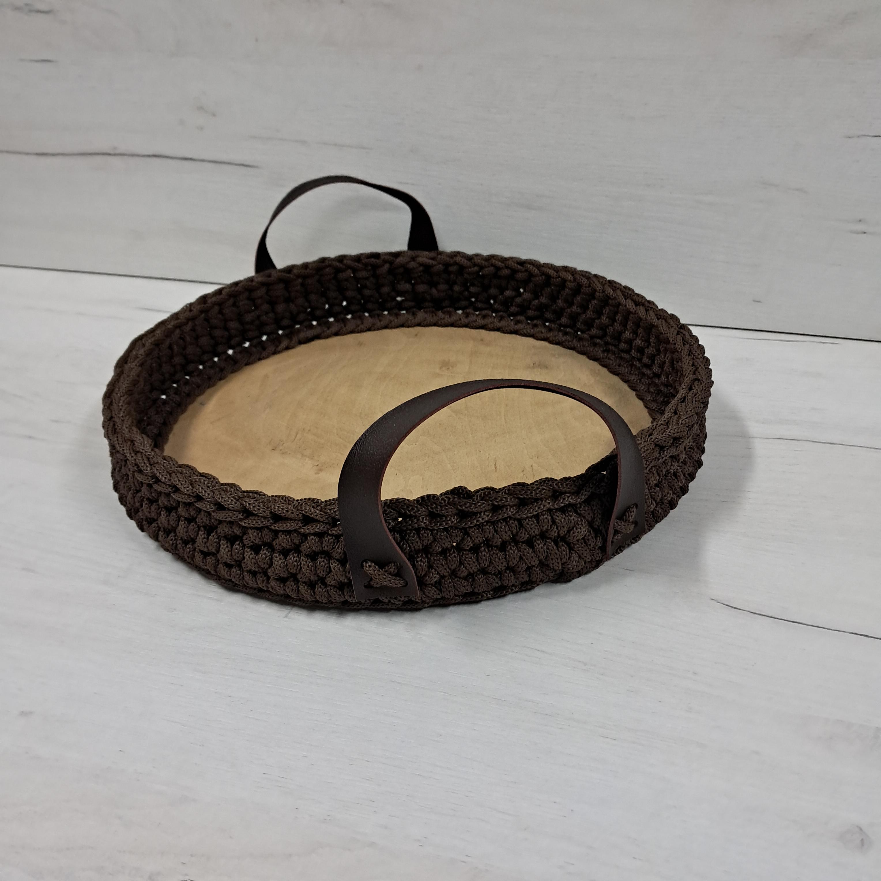 Поднос для сервировки с деревянным дном Коричневый (25983919)