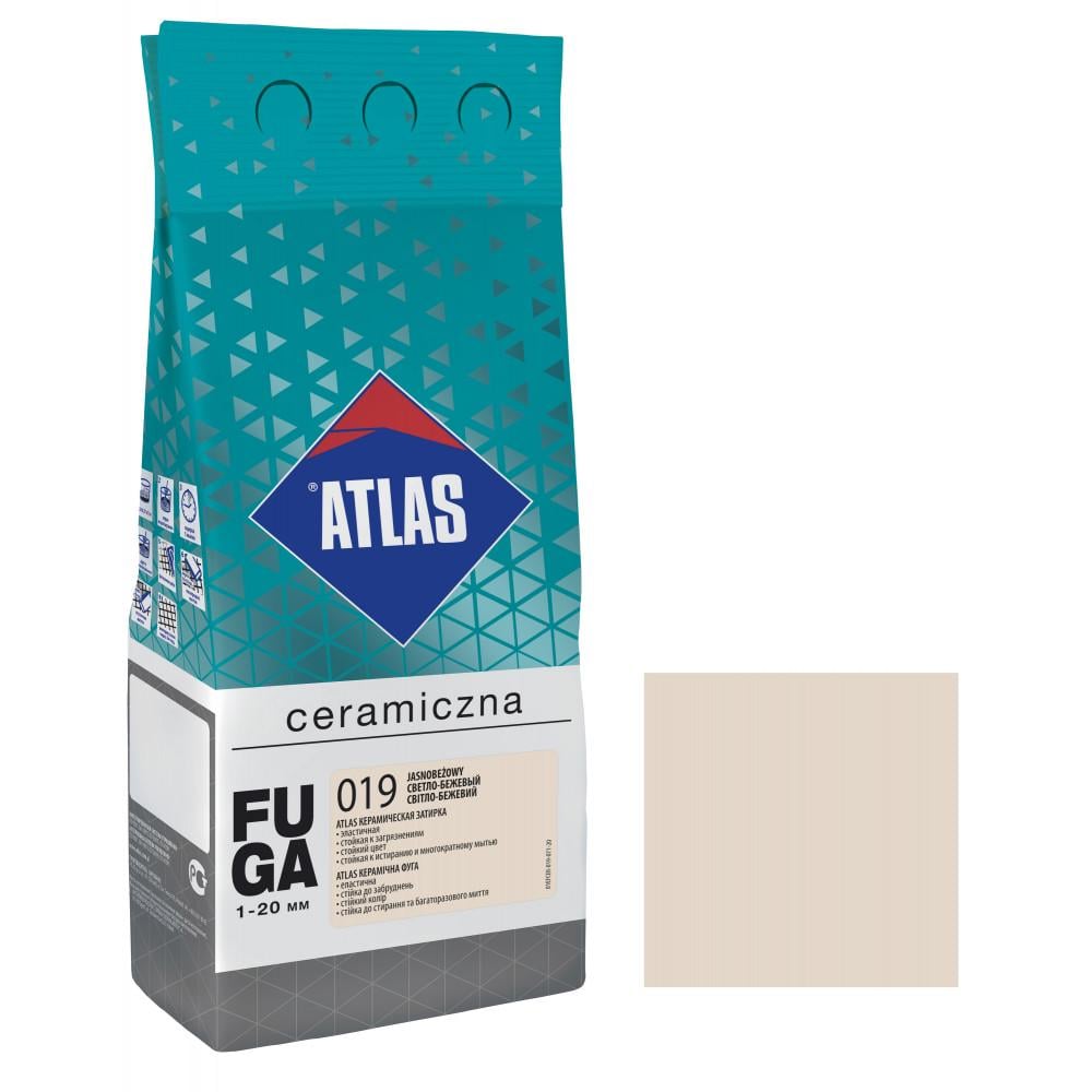 Фуга для плитки ATLAS CERAMICZNA 019 керамічна 1-20 мм 2 кг Світло-бежевий (000104378)