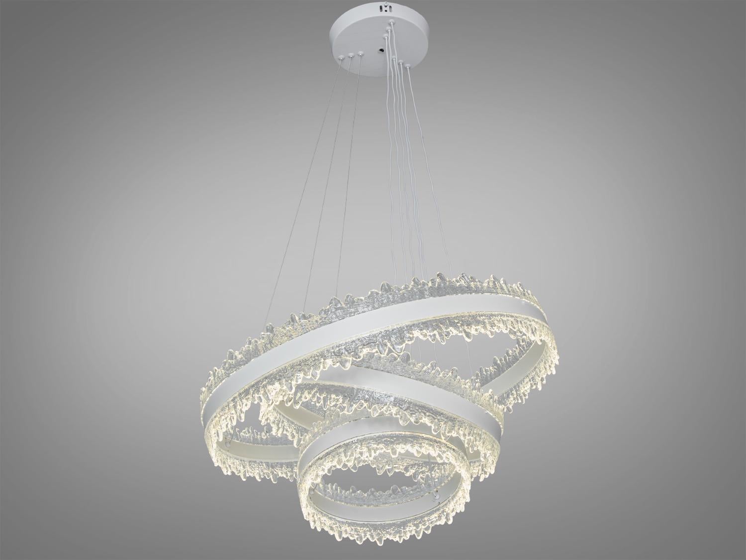 Люстра светодиодная 3 кольца 185 Вт/пульт Белый (D8751-600+400+300WH)