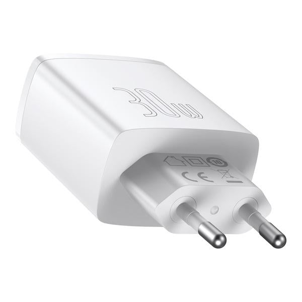 Зарядний пристрій Baseus Compact Quick Charger 2U+C 30 W White (CCXJ-E02) - фото 4