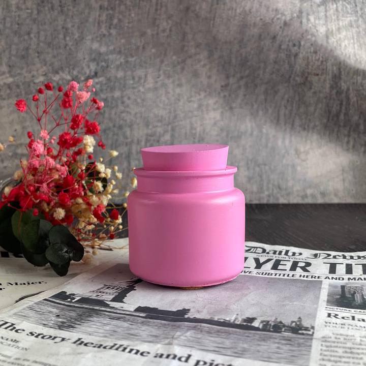 Банка гіпсова рожевого кольору з кришкою 100 мл (1482)