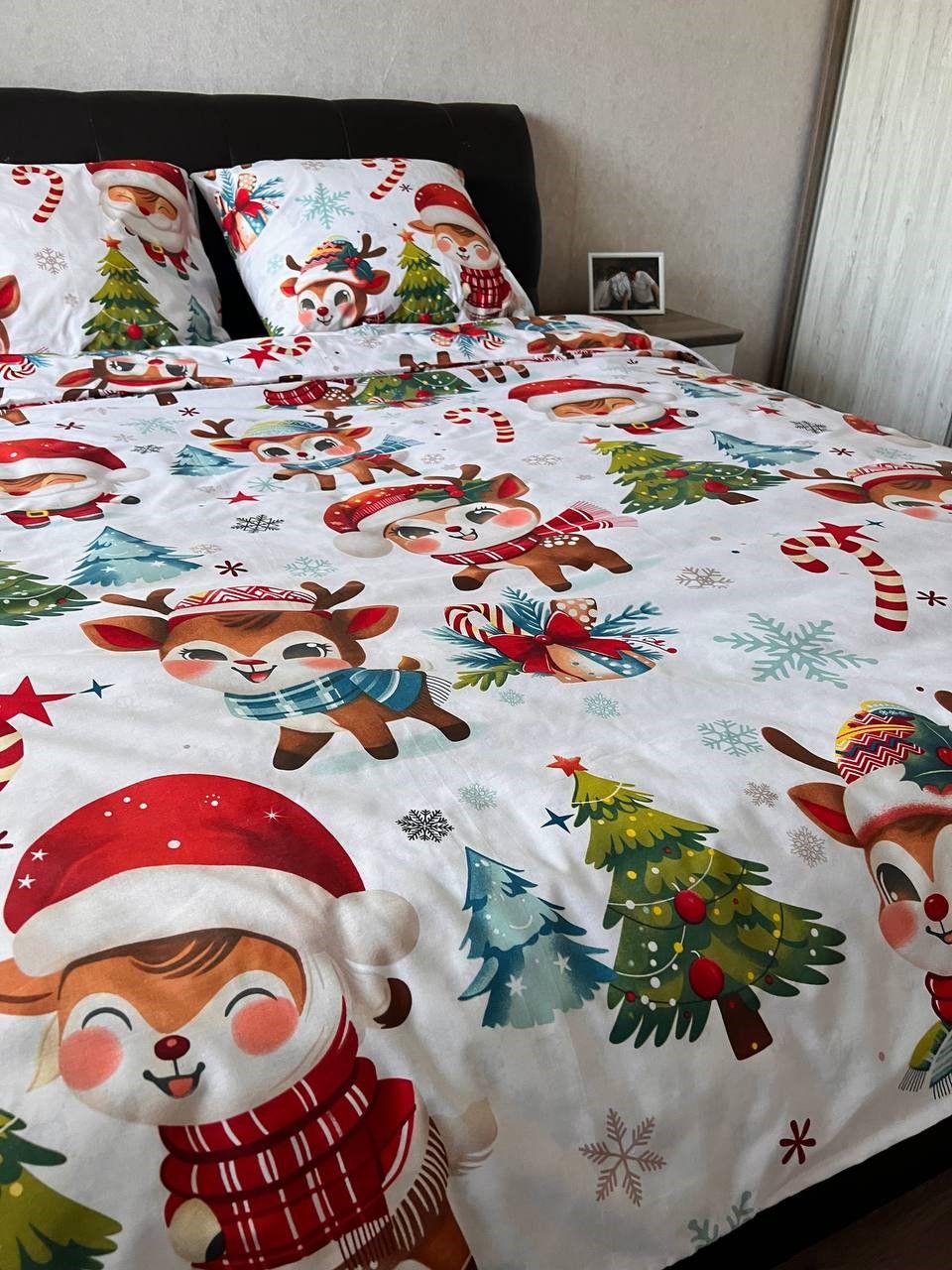 Комплект постільної білизни новорічний Gold Lux двоспальний бязь 180х220 см (29739546)