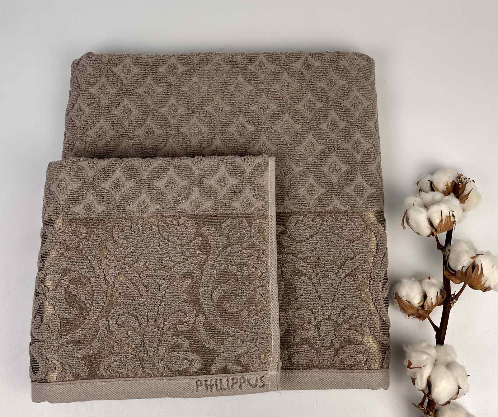 Набор полотенец Philippus Lux Cotton Denise Е838 2 шт. 70x140 см Бежевый (CN31874)