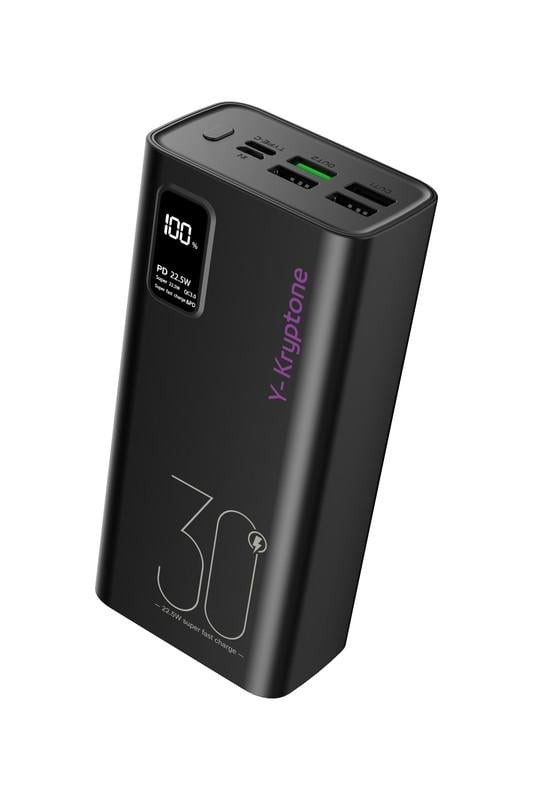 Повербанк Y-Kryptone GT-33 30000 mAh QC3.0 22,5W Fast Charge Black (YK-GT33-B)