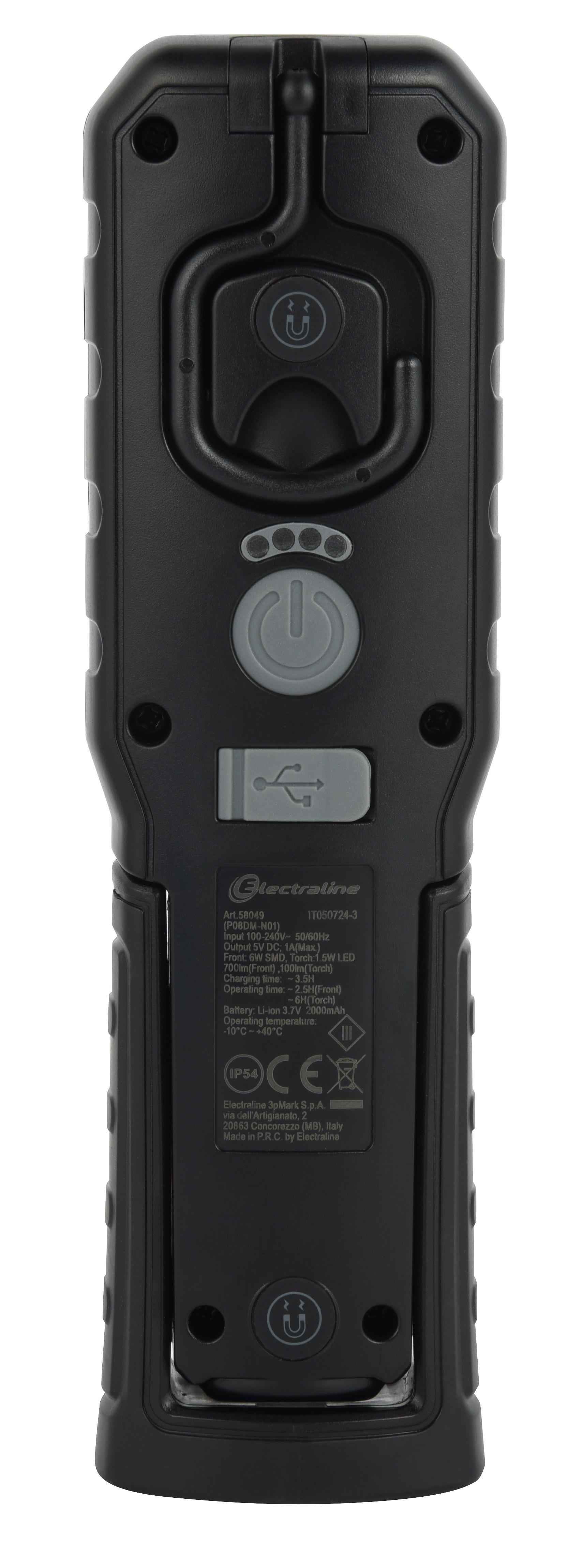 Ліхтар з димером Electraline 3 режими 700 Лм магнітне кріплення USB-C IP54 - фото 6 Ліхтар з димером Electraline 3 режими 700 Лм магнітне кріплення USB-C IP54 - фото 6