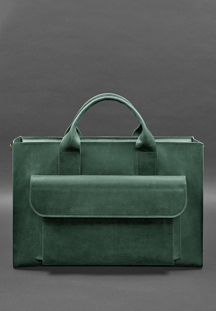 Сумка кожаная для ноутбука и документов универсальная Crazy Horse Зеленый (A-028197) - фото 3 Сумка кожаная для ноутбука и документов универсальная Crazy Horse Зеленый (A-028197) - фото 3
