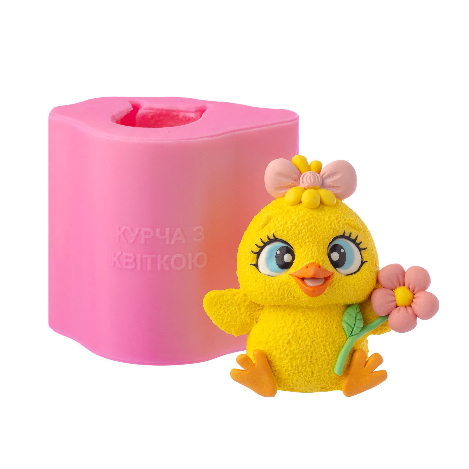 Молд силиконовый Цыпленок с цветком (8702)