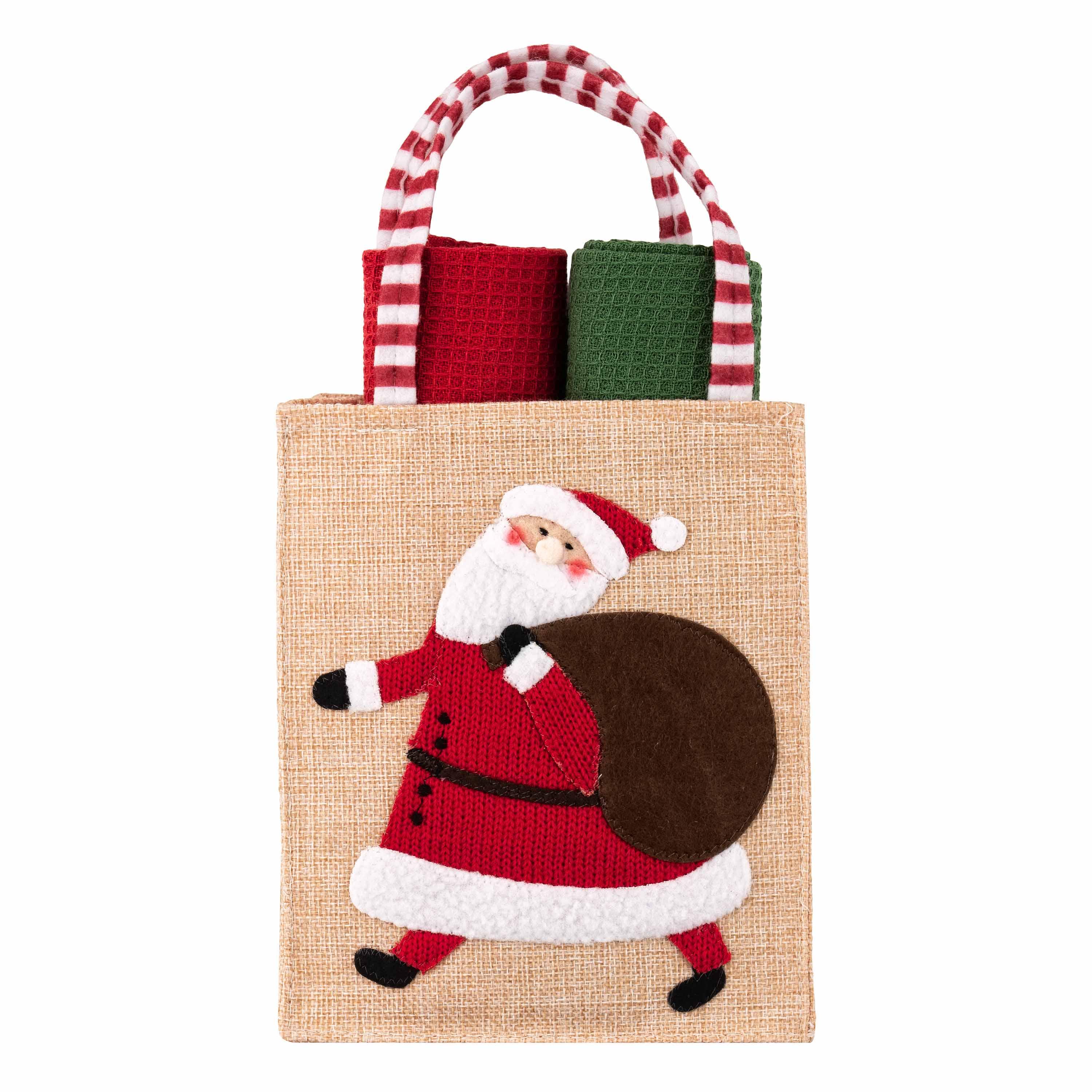 Набір рушничків в мішечку Ardesto Christmas Santa 38х63 см 2 шт. Червоний/Зелений (ART3863HSB)