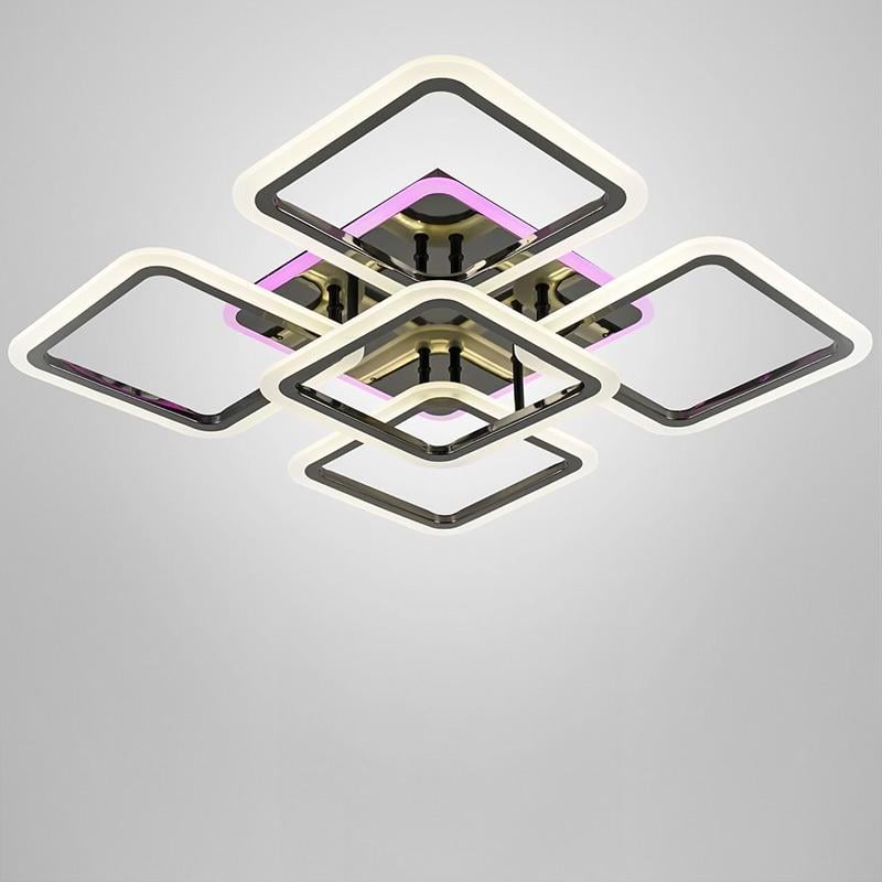 Люстра потолочная LED с RGB подсветкой Light House NM-16470/4+1 GM RGB 150W+36W Черный/Хром (16037)