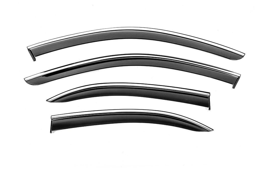 Ветровики с хромом Niken Luxury SD для Mercedes C-class W204 2007-2015 гг. поликарбонат 4 шт. Черный (129938)