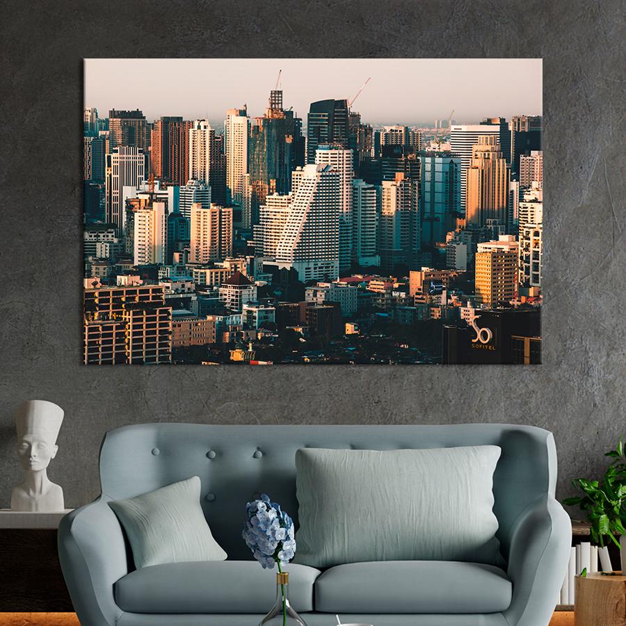 Картина город Городской массив Макати 80x54 см (A823-1)