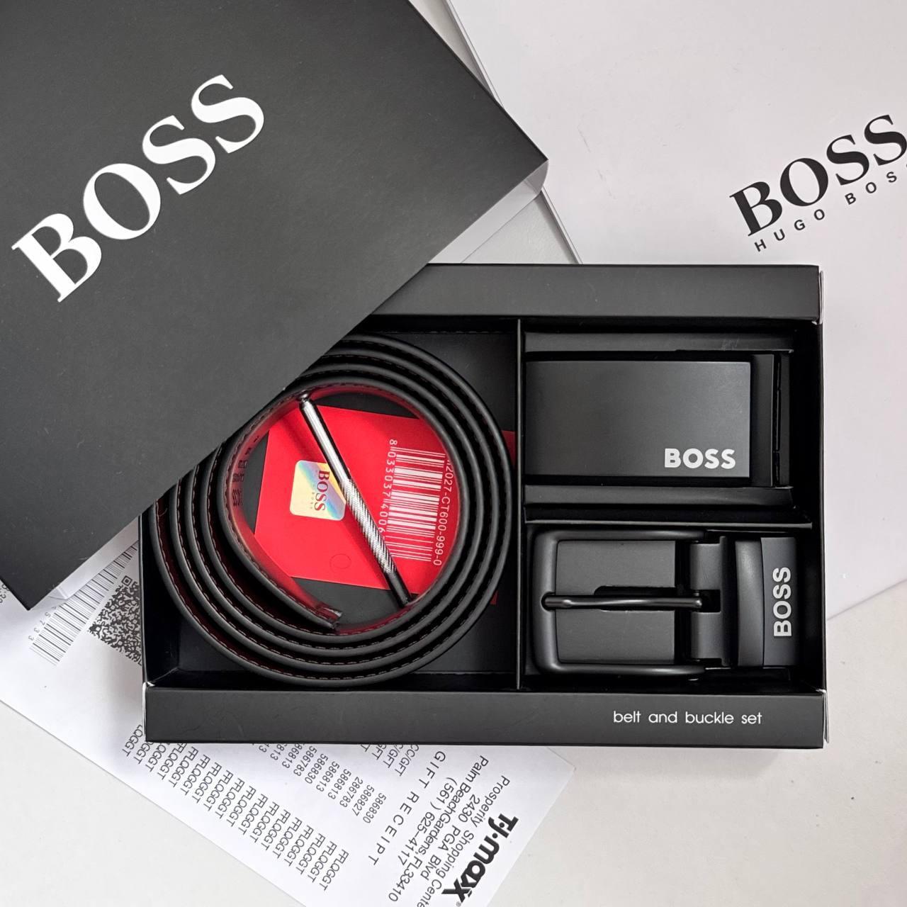Ремень мужской Hugo Boss двухсторонний и две пряжки (203-1 PTR)