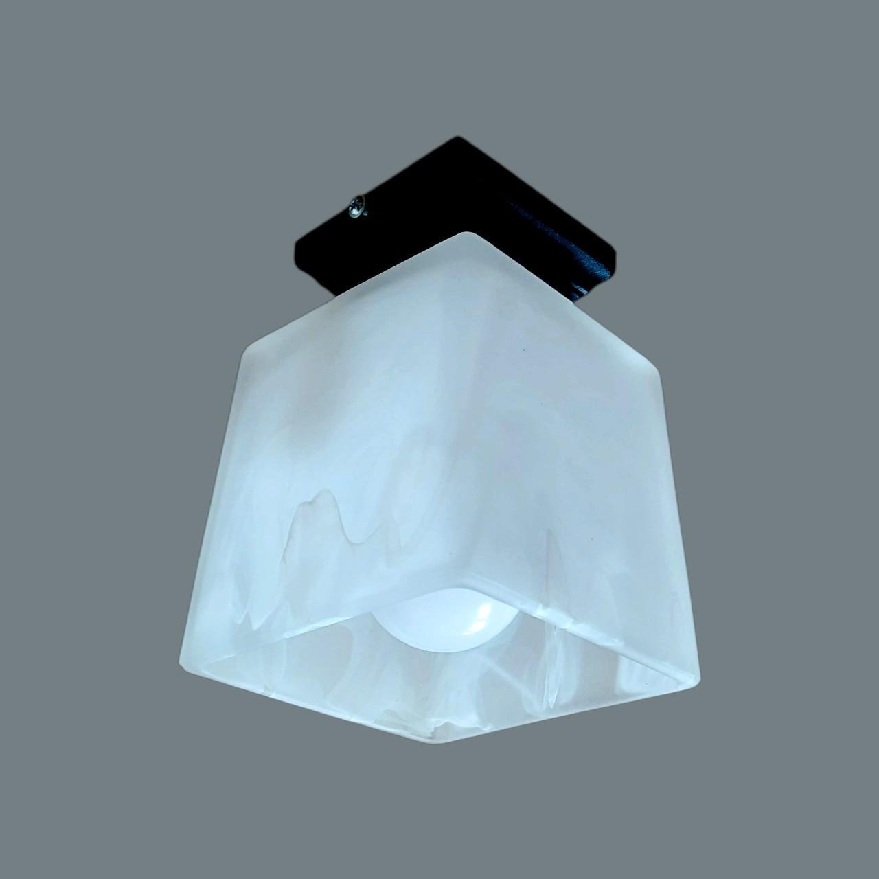 Плафон скляний 12х12 см Е27 Білий мармуровий - фото 3 Плафон скляний 12х12 см Е27 Білий мармуровий - фото 3