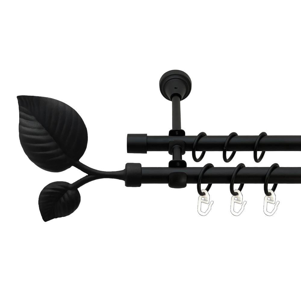 Карниз металлический Orvit Листок большой двухрядный открытый/гладкая труба/кольцо металлическое Черный Бархат 16/16 мм 240 см (00-00024014)