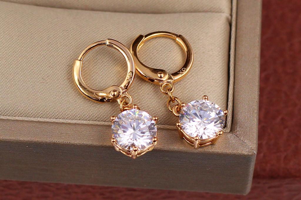 Серьги подвески Xuping Jewelry Камешек на цепочке  2,6 см 8 мм Золотистый