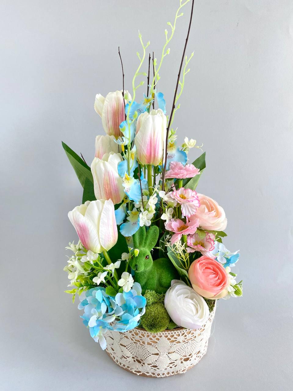 Великодня композиція Весняна з фігуркою кролика - фото 2 Великодня композиція Весняна з фігуркою кролика - фото 2