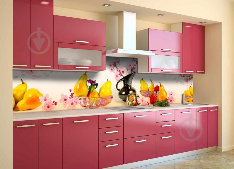 Скинали на кухню Zatarga «Сакура и Груши» 600х3000 мм виниловая 3Д наклейка кухонный фартук самоклеящаяся Z180596/2