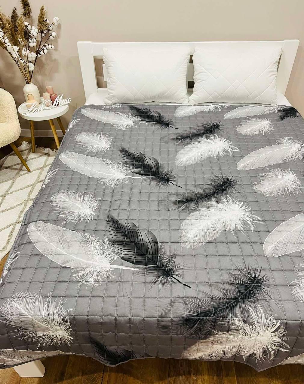Покривало стьобане на ліжко Євро 200х220 Сірий (Д-al-st-pl-002) - фото 4