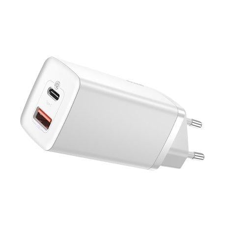 Зарядное устройство сетевое BASEUS GaN2 Lite Quick Charger 65W 1Type-C + 1USB White (CCGAN2L-B02)