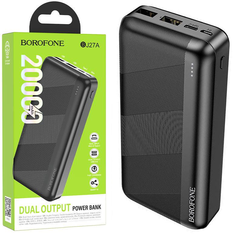 Акумулятор зовнішній Borofone BJ27A 20000 mAh Black (37638) Акумулятор зовнішній Borofone BJ27A 20000 mAh Black (37638)