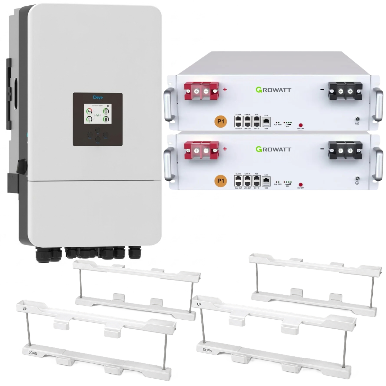 Комплект автономного энергоснабжения Deye SUN-8K-SG05LP3-EU 8 кВт 3 фази и Growatt HOPE 5.0L-B1 2 шт. 5,12 кВт/год LiFePO4