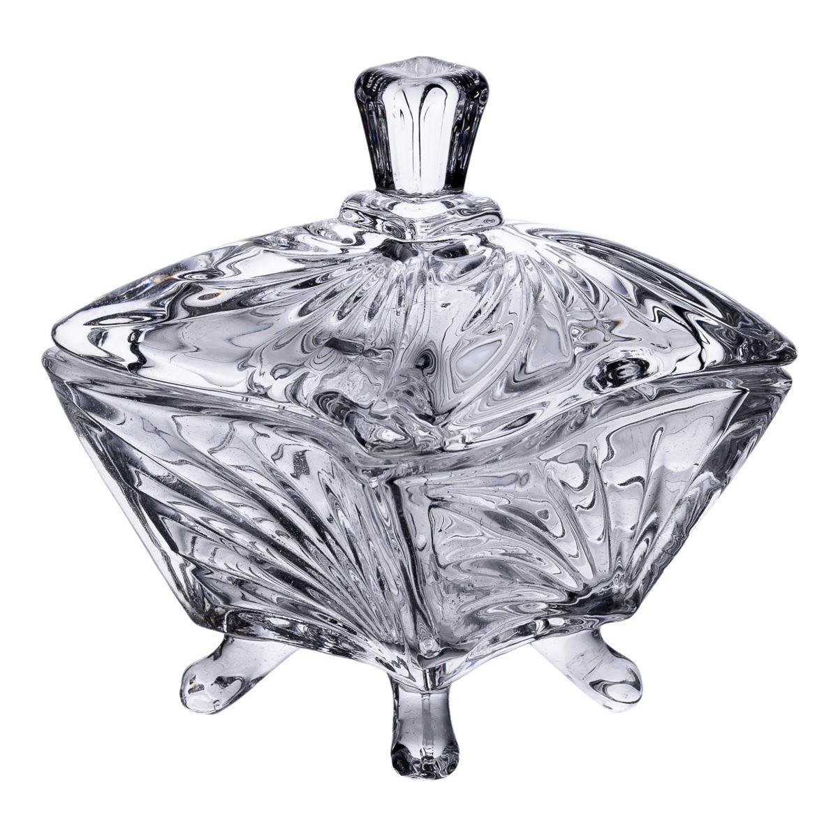 Конфетница с крышкой стеклянная 7,5х7,5х9 см