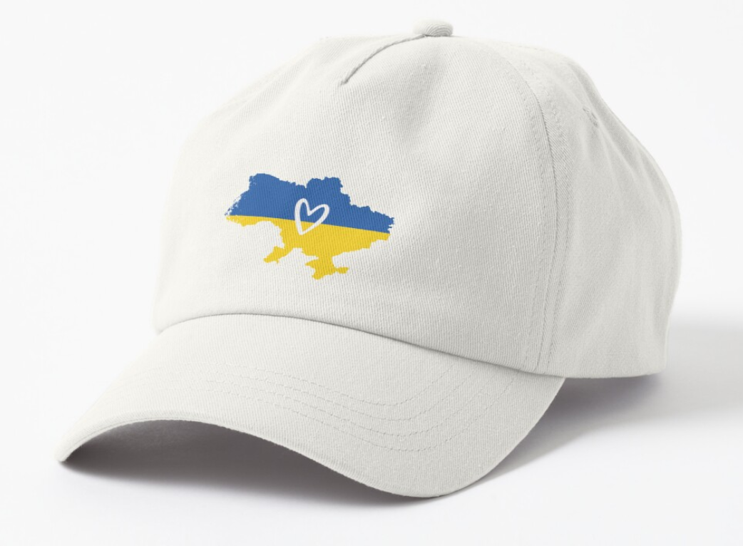 Кепка унисекс Malfini с патриотическим принтом "Украины с сердечком" Белый (УКР50К-1688510403)