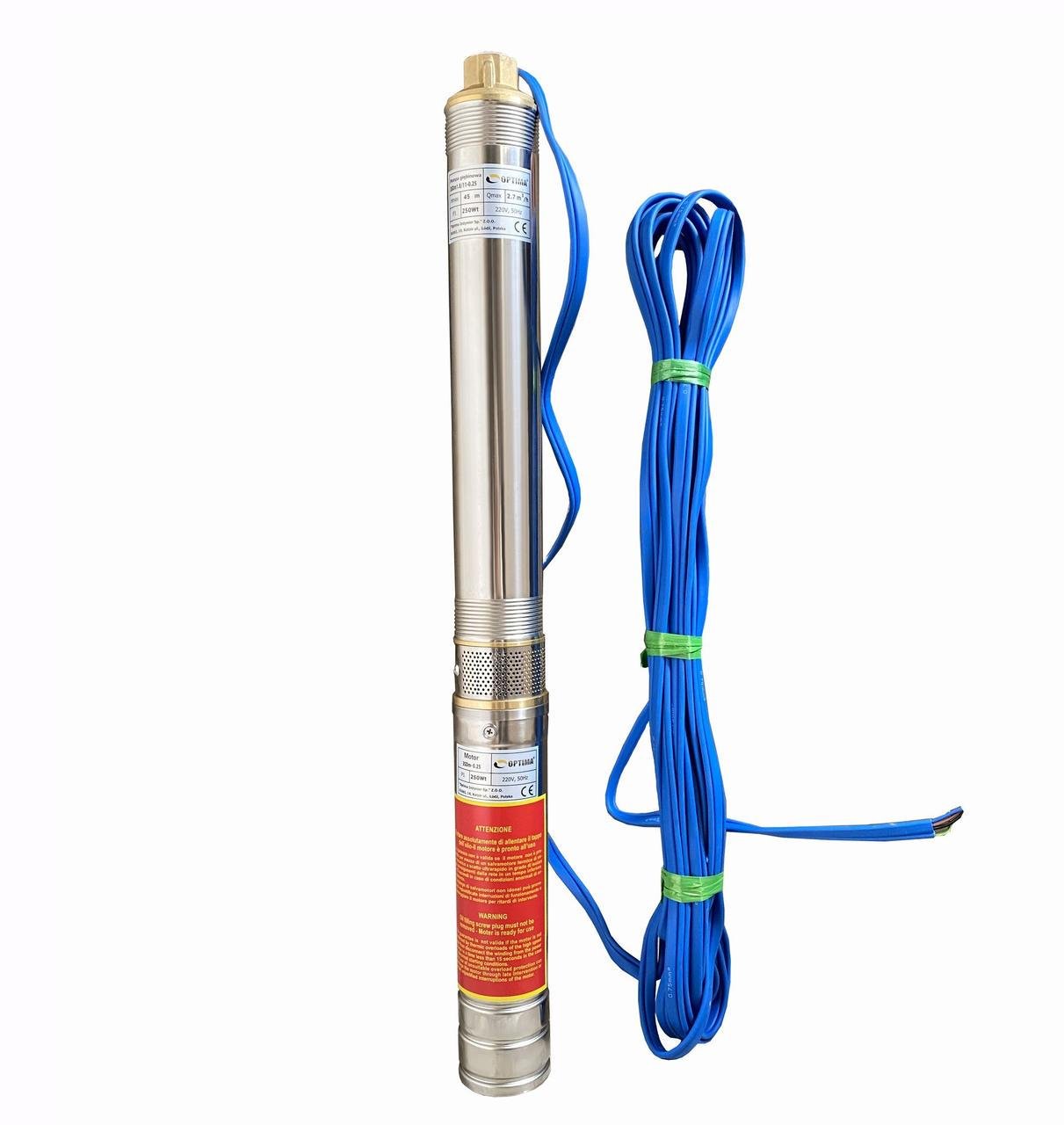 Насос скважинный повышенной устойчивостью к песку 3" OPTIMA 3SDm1,8/11 0,25 кВт 45 м кабель 15 м (000014118)