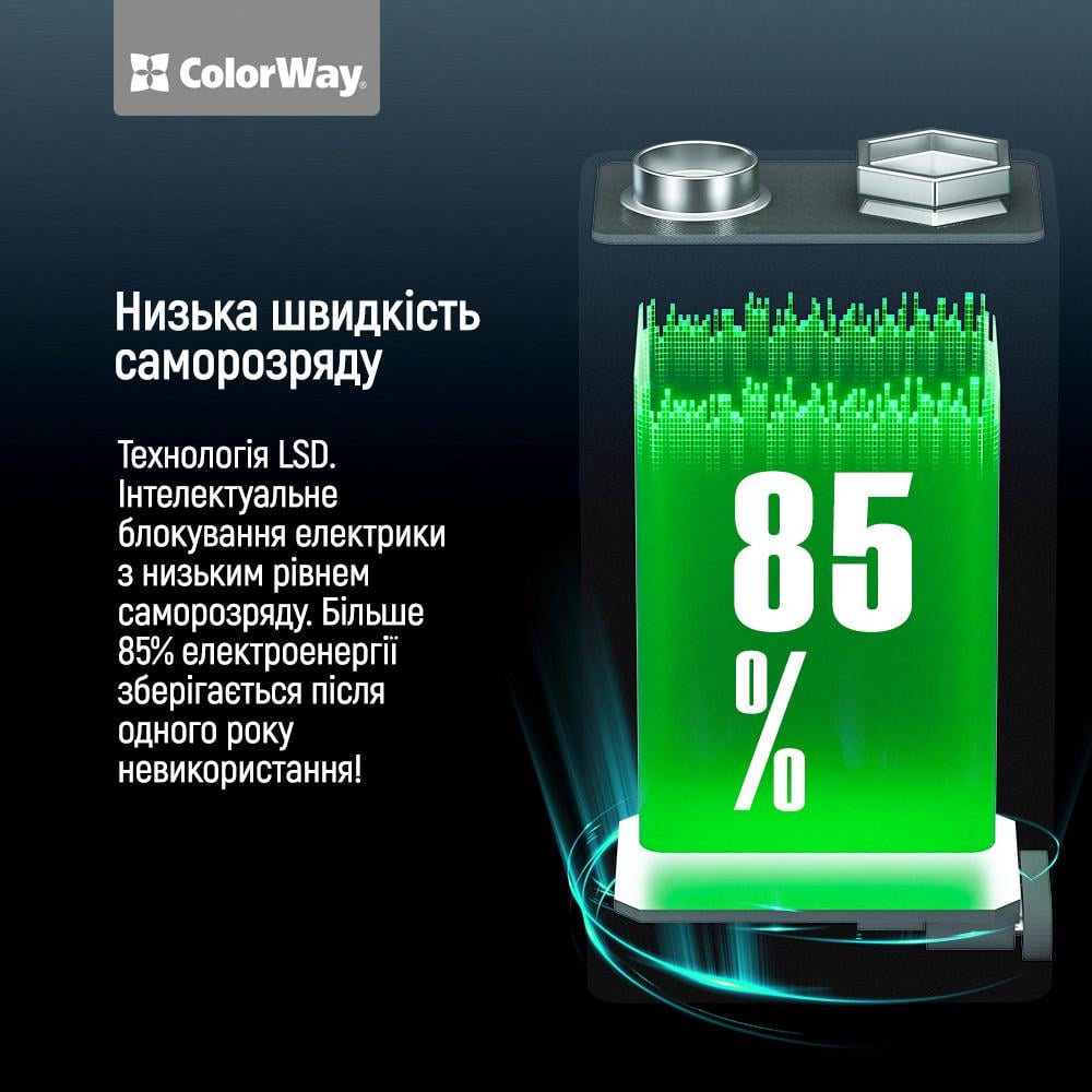 Батарея акумуляторна ColorWay Крона USB-С Li-Polymer 9 В 390 мАг (CW-UB9V-06) - фото 11