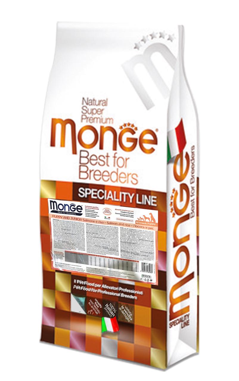 Корм для собак Monge dog All Breeds Puppy&Junior Лосось з рисом 15 кг (800947000989)