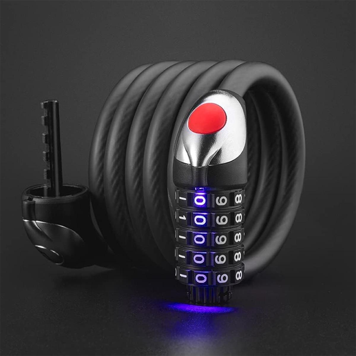 Замок кодовый велосипедный ROCKBROS RKS531 с подсветкой 120 см Черный (RB-RKS531-2795) - фото 4 Замок кодовый велосипедный ROCKBROS RKS531 с подсветкой 120 см Черный (RB-RKS531-2795) - фото 4