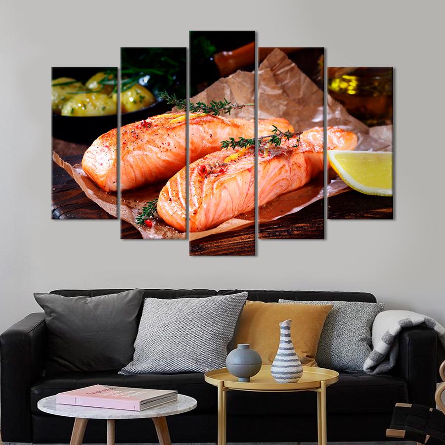 Настінний декор Запечене філе лосося на пергаментному листі 112x68 см (A480-5)