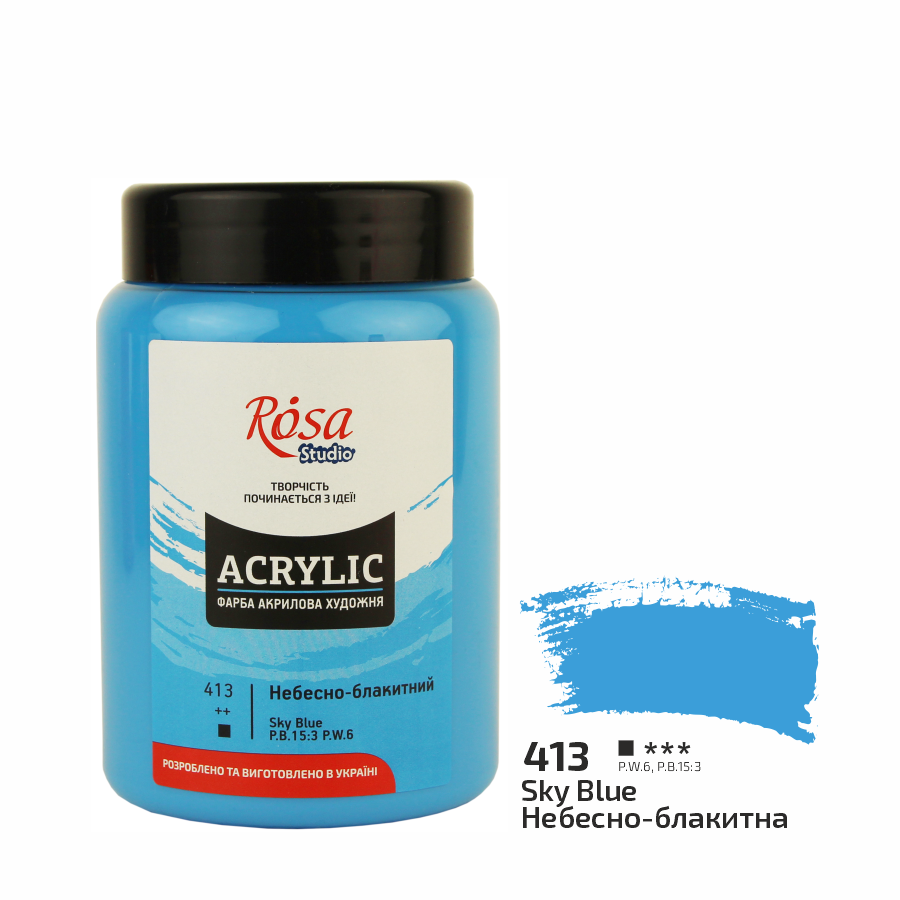 Акриловая краска ROSA Studio 322419413 6 шт. 400 мл Небесно-голубой/413 (4823098513551) - фото 1 Акриловая краска ROSA Studio 322419413 6 шт. 400 мл Небесно-голубой/413 (4823098513551) - фото 1