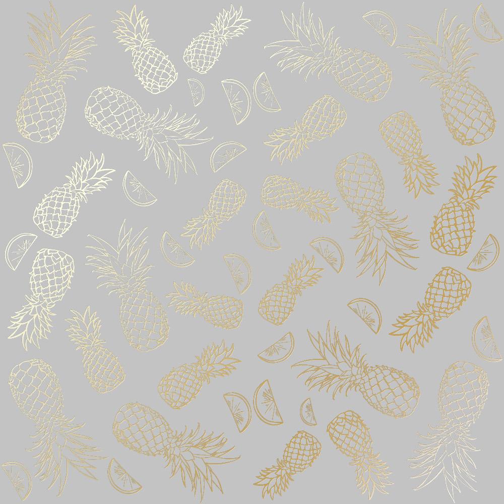 Лист бумаги односторонний Golden Pineapple с фольгированием 30,5х30,5 см Gray