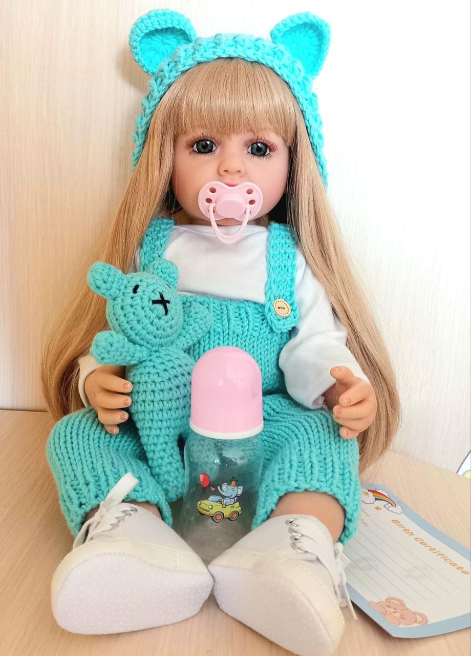 Кукла Reborn Елена винил-силиконовая с соской/бутылочкой/игрушкой 55 см (2062396433)