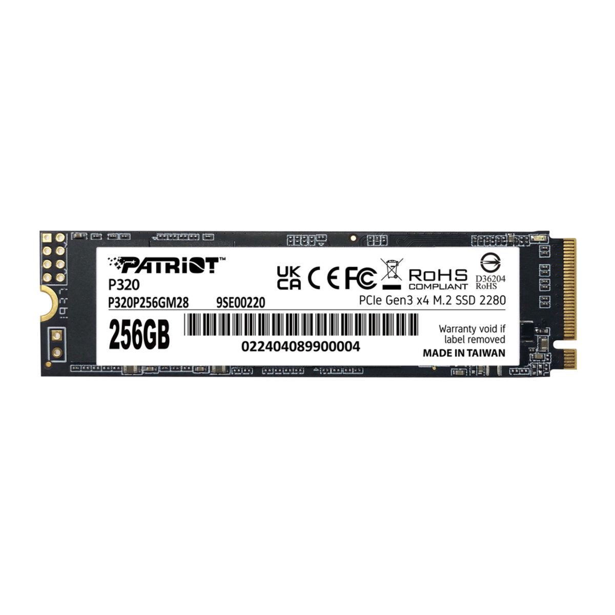 Твердотельный SSD-накопитель Patriot P320 256 Гб форм-фактор M.2 2280 NVMe PCIe Gen3 x4 1700 МБ (30472042) - фото 4 Твердотельный SSD-накопитель Patriot P320 256 Гб форм-фактор M.2 2280 NVMe PCIe Gen3 x4 1700 МБ (30472042) - фото 4