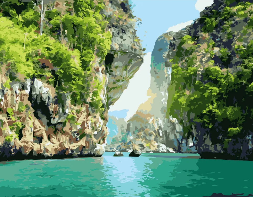 Картина по номерам Strateg Премиум Красочные пейзажи с лаком и уровнем 40x50 см (VA-0898)