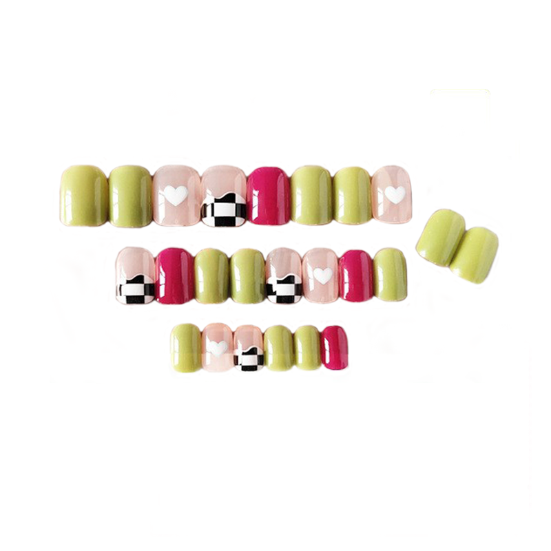 Накладные ногти с клеем Bananahall LK13260 24 шт. Зеленый (A9884)