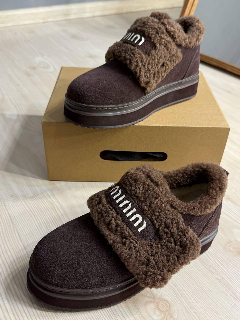 Черевики жіночі Hengji 88-6 на хутрі з липучкою замшеві р. 41 Коричневий (5740)