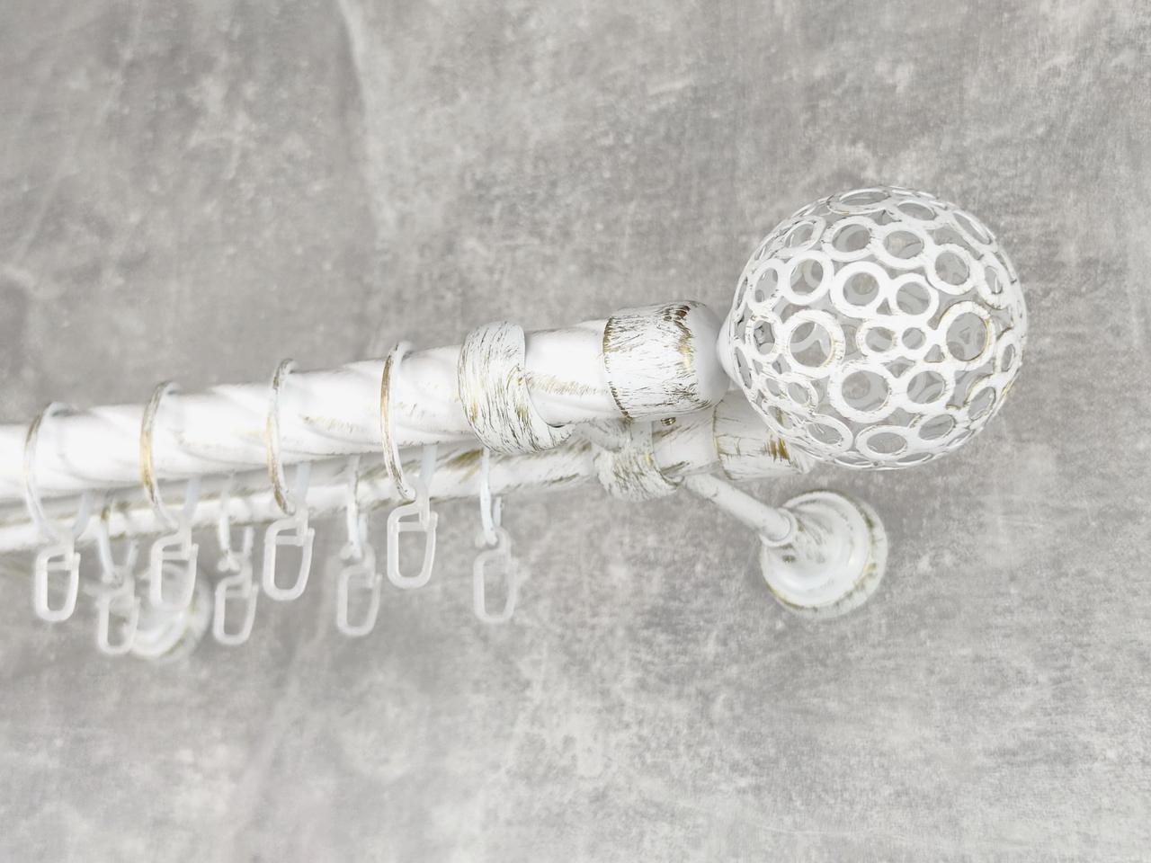 Карниз MStyle металлический для штор двухрядный Савона 25/19 мм крученый 160 см Белое золото (5013372)