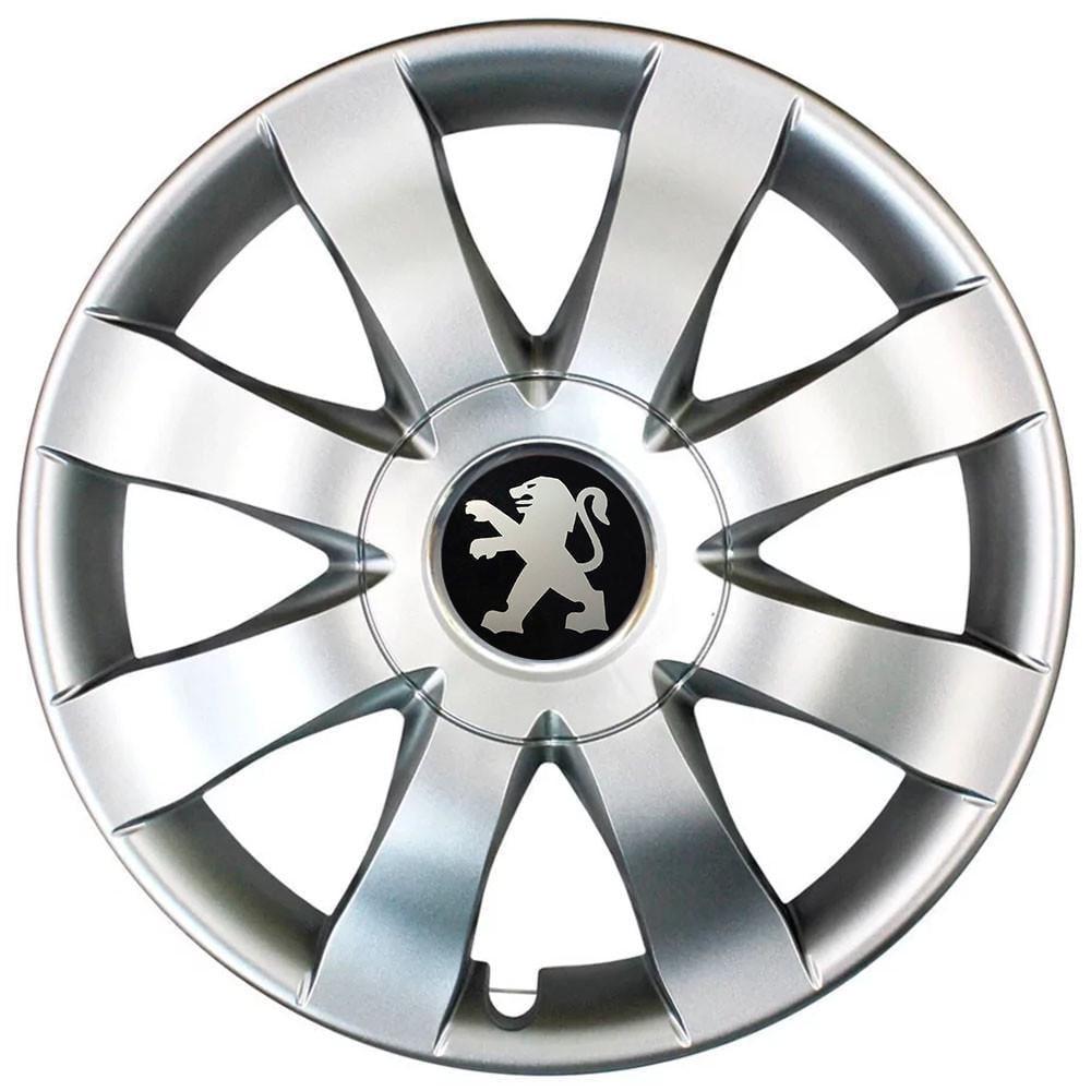 Колпаки автомобильные модельные  SJS 323 с логотипом Peugeot R15 4 шт. Серебрянный