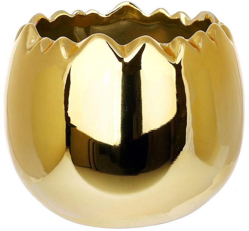 Набор фарфоровых кашпо яйцо 2 шт. 13х11,5 см Золотой