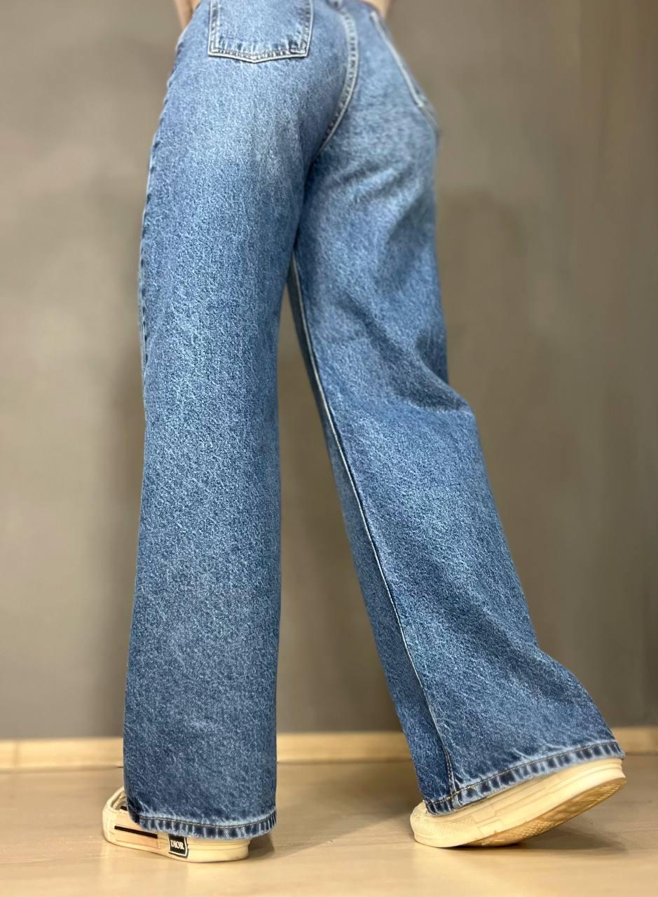 Джинси жіночі ITS Basic 2499 Wide Leg з високою талією рівні від стегна з виточками на стегнах р. 38 Світло-синій (3318) - фото 6