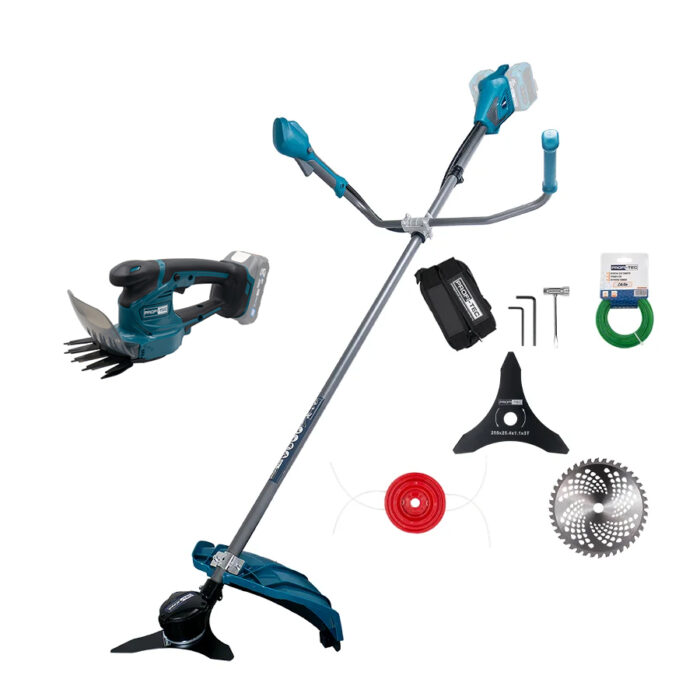 Комплект из аккумуляторной косы PGT4540 + ножницы-кусторезы PHT1110 PROFI-TEC Синий (GR-06478)